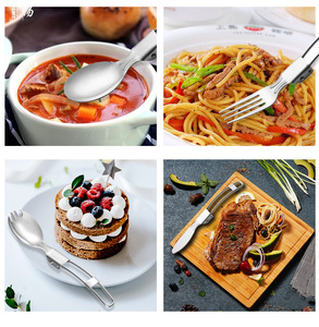 Hot bán di động gấp dao kéo 18/10 thép không gỉ kim loại có thể gập lại dao muỗng nĩa du lịch phục vụ Bạc Flatware <span class=keywords><strong>Set</strong></span> - Product Image 3