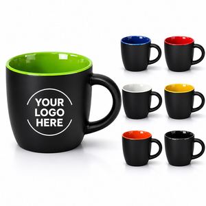 Custom 12oz Promotional Business Giveaways Gifts Matte White Black Colored Inside <b>Ceramic</b> Coffee Milk Office <b>Mug</b> With Handle - Product Image 1
