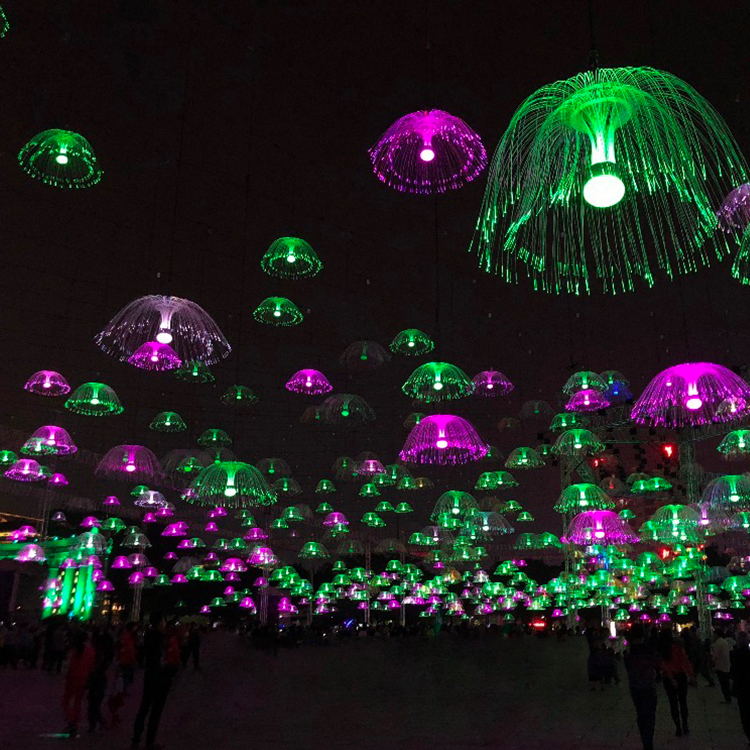 New Design Easy Installed Ip65 Christmas Outdoor Decorations Fiber Optic Jellyfish Light