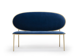 Oval Shape Modern Stainless Steel Brass Gold 3 Seater Wedding <strong>Bench</strong> Velvet <strong>Sofa</strong> with High Resilience Foam - Product Image 2