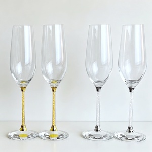 Flûtes à Champagne 230ml faites à la main de luxe élégant en forme de <span class=keywords><strong>tulipe</strong></span> en argent avec bordure en argent pour la fête - Product Image 4
