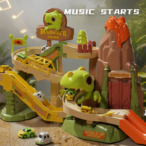 Set de Pista de Carreras de Dinosaurios EPT para Niños, Pista Deslizante por Gravedad con 4 Coches de Juguete, Set de Pista de Vehículos para Jugar en Interiores - Product Image 4