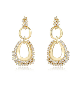 Boucles d'oreilles pendantes classiques en améthyste plaquées or pour femme, à porter au quotidien, serties en clos, forme goutte d'eau - Product Image 1