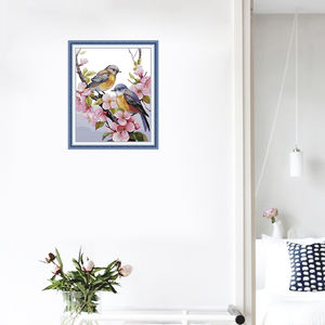 2025 NKF deux petits oiseaux 4 motif <span class=keywords><strong>de</strong></span> <span class=keywords><strong>point</strong></span> <span class=keywords><strong>de</strong></span> <span class=keywords><strong>croix</strong></span> décoration <span class=keywords><strong>de</strong></span> la maison/cadeau/Art ensembles <span class=keywords><strong>de</strong></span> broderie dessin animé bricolage en gros et personnalisation - Product Image 1