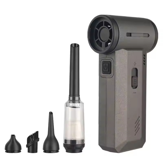 High Velocity Turbo Jet Fan with Multi Nozzle Attachments Rechargeable Type C Adjustable Portable Handheld Fan