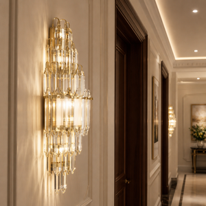 Aplique de Pared de Cristal y Latón de Lujo Moderno Hecho a Mano con 9 Luces para Dormitorio, Sala de Estar, Pasillo, Escalera, Villa, Hotel, OEM, ODM - Product Image 1