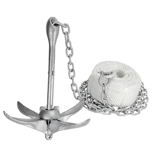 New Galvanized Folding Grapnel Boat Anchor Essential Boating Accessories for Kayaks Canoes Paddle Boards
