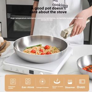 304 Stainless Steel Classic Electromagnetic Gas Full Set Cookware Non-Stick Household Kitchenware Detachable <b>Handle</b> Frying <b>Pan</b> - Product Image 4