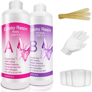 Kit cristalino de resina epoxi para arte, joyería, manualidades, revestimiento-16OZ incluyendo resina de 8OZ y endurecedor de 8OZ - Product Image 1
