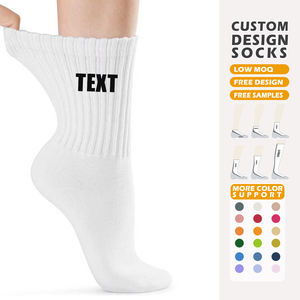 جوارب مخصصة للجنسين بتصميم شخصي وشعار مخصص، جوارب بيضاء عادية رياضية متوسطة الطول - Product Image 1