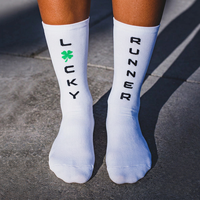Chaussettes de course en polyester blanc Chaussettes de performance Running Cycling Logo personnalisé Design Aero MTB Chaussettes de cheville athlétiques pour hommes femmes