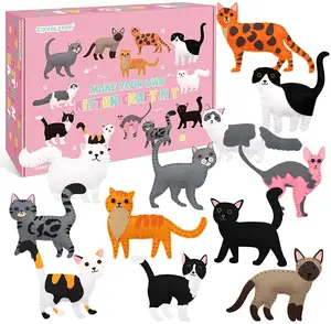 Set Lengkap Diy Merasa Boneka Kitty Cat Kitten Halloween Aktivitas Seni Kerajinan Set Jahit Kit untuk Mainan Anak-anak
