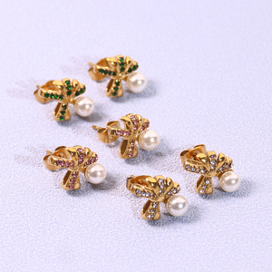 JUSNOVA Bijoux <span class=keywords><strong>En</strong></span> Aci Inoxyd Moda Micro Pave <span class=keywords><strong>en</strong></span> forma de U Stud Pendientes Chapado <span class=keywords><strong>en</strong></span> oro de acero inoxidable con <span class=keywords><strong>CZ</strong></span> para mujer - Product Image 5