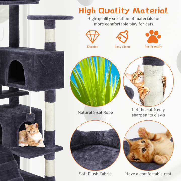 FCJ Large Cat Tree Tower Multi-Functional Cat Climbing Frame Scratching House Durable Paper Linen Material Packed in Carton