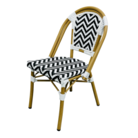 Chaise de café d'extérieur commerciale durable en aluminium et rotin tressé pour jardin, usage en entrepôt et magasin