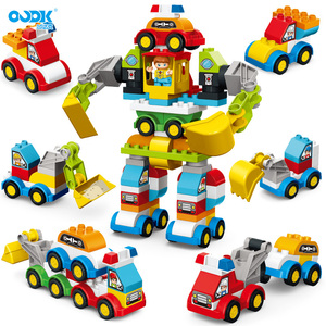 OUKD Toys Large Building Bricks Cars Integrated Deformed Robot Puzzle Brain Engineering Vehicle Toy Sets jouet