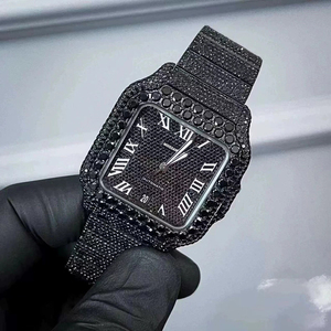 Reloj de Pulsera Deportivo de Lujo ETA con Esfera Negra, Acero Inoxidable, Estilo Hip Hop, con Moissanita y Diamantes para Raperos - Product Image 4