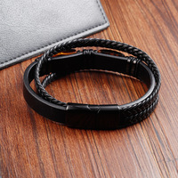 Bracelet en cuir tressé multicouche pour homme avec fermoir magnétique en pierre naturelle Œil de tigre jaune, vente en gros, cadeau pour homme