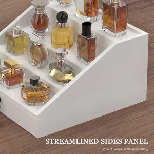 Organizzatore per Profumi in Legno a 4 Ripiani con Cassetto Rivestito in Velluto e Vano Nascosto, Espositore per Profumi da <span class=keywords><strong>Uomo</strong></span> per Comò - Product Image 5