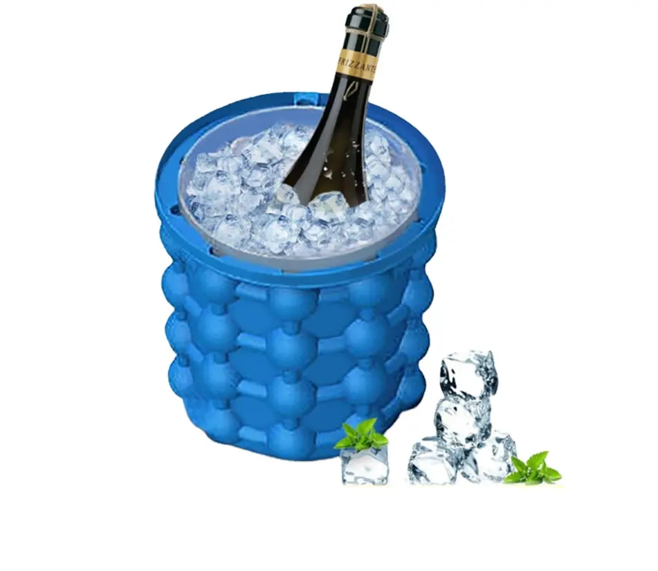 Portable silicone half round space saving Ice Chips ice bucket Cylinder ice cube maker mold with lid