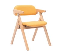 Chaise pliante en bois rembourrée douce avec siège et dossier rembourrés confortables Cadre et accoudoirs en bois naturel pour bureau à domicile