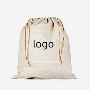 Bolsa Ecológica de Lona con Cordón y Logotipo, Bolsas de Muselina Reutilizables con Cordones para Regalos y Almacenamiento, Bolsas de Algodón 100% Natural - Product Image 1
