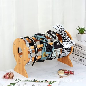 Organizador de accesorios para el cabello de bambú para escritorio, soporte de almacenamiento de diademas de madera, exhibidor de joyas, bufandas y pulseras - Product Image 1