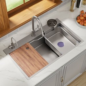 304 Stainless Steel Kitchen Handmade Nano Double <b>Step</b> Sink Set Vegetable Washing Basin Dish Washing Sink - Product Image 1