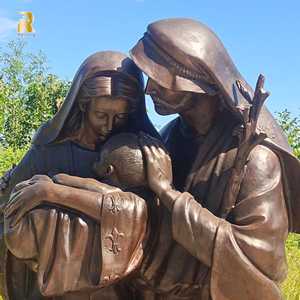 Sculpture <span class=keywords><strong>de</strong></span> la Sainte Famille en bronze RELONG, taille réelle, haute qualité, style religieux, pour décoration extérieure - Product Image 2