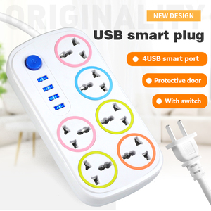 Hoge Kwaliteit Stekkerdoos Verlengsnoer 10a Met Schakelaar 2usb 4 Stopcontact Smart Universeel Verlengstuk - Product Image 5