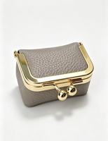 Mini pochette multifonctionnelle à fermoir Kiss Lock, couleur unie, en cuir PU, petite bourse carrée pour monnaie, bijoux et rouge à lèvres