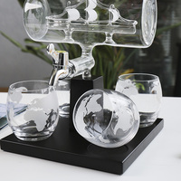 Ensemble de carafes et de verres en forme de bateau antique pour liqueur, vin, whisky