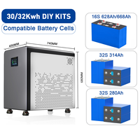 Kit de boîtier de batterie DIY LiFePO4 32 kWh 16S 628Ah 668Ah et 32S 280Ah 314Ah avec BMS JK 300A pour système de stockage d'énergie solaire domestique