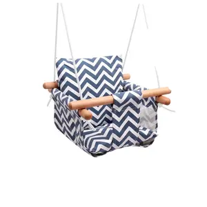 Silla Colgante Infantil de Lona, Columpio de Madera y Algodón, <span class=keywords><strong>Hamaca</strong></span> de Juguete para Niños Pequeños - Product Image 1