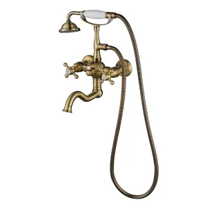 Torneira de banheira & chuveiro bronze vintage, torneira clássica de bronze dourado para banheira