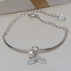 Brazalete de Plata S925 con Cola de Pez y Concha, para Joyería DIY, con Bandeja Vacía para 5-7 Perlas, Modelo 3231 - Product Image 2