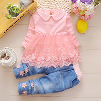 Elegante Conjunto de Ropa de 3 Piezas de Encaje Floral para Bebés Niñas Recién Nacidas de 3 Años