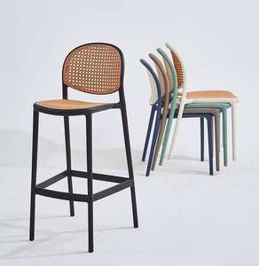 Modern Simple Design Light Luxury Outdoor Home Balcony Rattan Woven Plastic Leisure Bar <b>Chair</b> Stools - Product Image 6