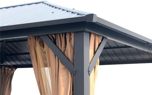 Gazebo en métal à toit rigide 10x12, pergola robuste avec moustiquaires et acier galvanisé, auvent extérieur pour jardin, patio, cour - Product Image 6