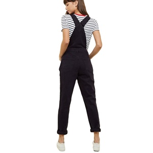 Elastic Cotton High Waist Breathable Vintage Print Straight Leg <strong>Black</strong> Denim <strong>Dungarees</strong> Rompers Loose Jean Overalls for <strong>Women</strong> - Product Image 2