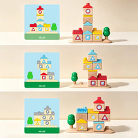 Blocs empilables en bois de hêtre, jouet éducatif pour le développement de la pensée spatiale des enfants, jeu de construction d'architectes de maisons
