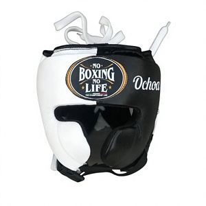 Ensemble de sparring noir et blanc « No Boxing No Life » en gros, avec lacets, comprenant des gants de boxe, un casque de protection et une protection inguinale - Product Image 4