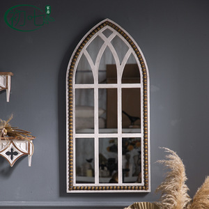 Espejo de Madera con Forma de Arco, Hecho a Mano, Vintage, Decorativo, para Boda, Entrada del Hogar, Espejo de Pared, Estilo Shabby Chic, 1 Pieza - Product Image 2
