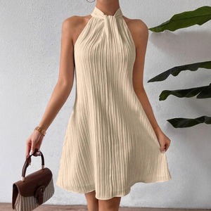 Nuovo Abito Corto da Donna Primavera/Estate 2026 Stile Occidentale con Collo all'Americana, Pieghe e Drappeggio <span class=keywords><strong>Incrociato</strong></span> - Product Image 4