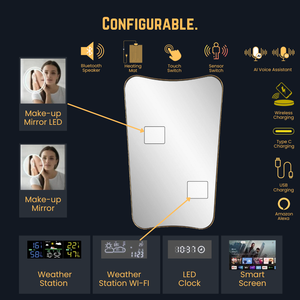 Espejo Iluminado sin Marco con Interruptor Táctil, Diseño Británico Moderno, Aleación de Aluminio, Clasificación IP44, Compatible con Alexa y <span class=keywords><strong>Google</strong></span> <span class=keywords><strong>Home</strong></span> - Product Image 4
