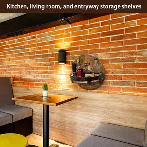 Mensola a <span class=keywords><strong>Botte</strong></span> in Legno, Espositore Rotondo da Parete per Bottiglie di Vino e Liquori, Scaffale <span class=keywords><strong>Portabottiglie</strong></span> Robusto per Cucina - Product Image 5