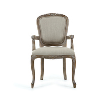 Chaise de salle à manger Anji Kasei, design moderne, en bois de caoutchouc, grand dossier haut, avec accoudoirs