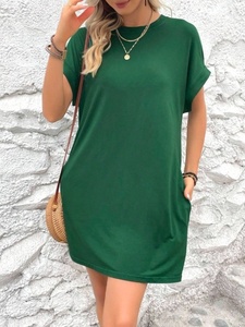Nouvelle Robe Décontractée Ample Unie avec Poche au Col pour Femmes Rondes Été 2026 - Product Image 4