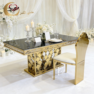 Juego de Mesa de Comedor de Lujo con Tapa de Cristal y Base de Escamas de Pescado Doradas, 6 Sillas, Moderno, para Exteriores, Hotel, Restaurante - Product Image 5