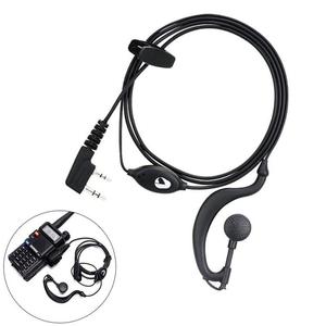 Micrófono para auriculares Walkie Talkie con botón PTT, conector dual de 2 pines para radios Baofeng - Product Image 3